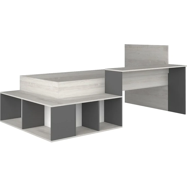 Vente-unique - Kombi-Bett mit Stauraum & Schreibtisch - 90 x 200 cm - Holzfarben & Anthrazit - RIGALI – Bild 3