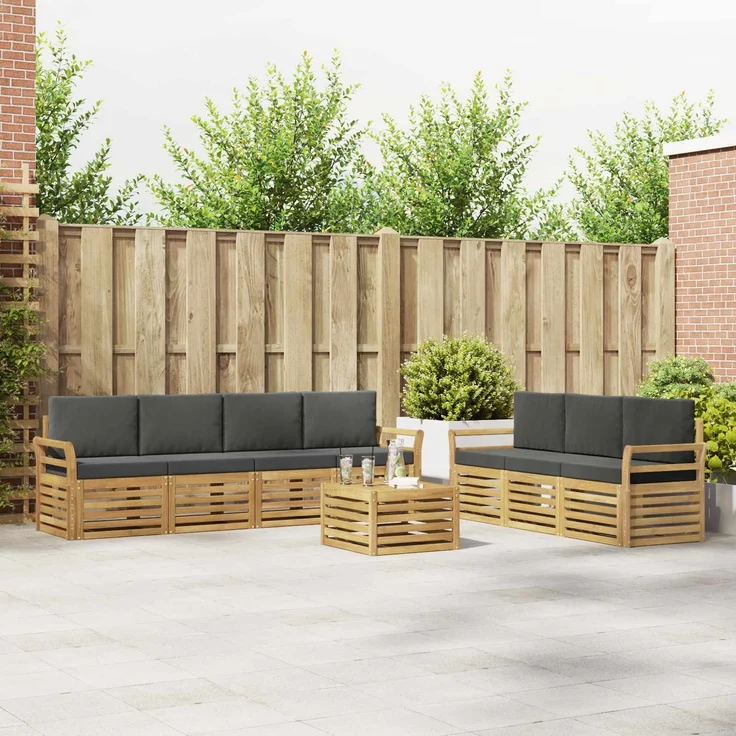 vidaXL Sofagarnituren 8 stk. 7-Sitzer Weiß und Anthrazit Polyester 3391517 – Bild 1