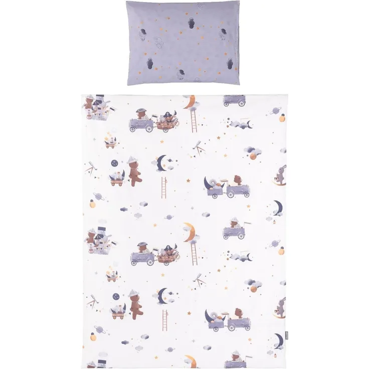 Chipolino 5-teiliges Bettwäsche Set, Decke 95 x 125 cm Kissen 35 x 45 cm lila Sterne