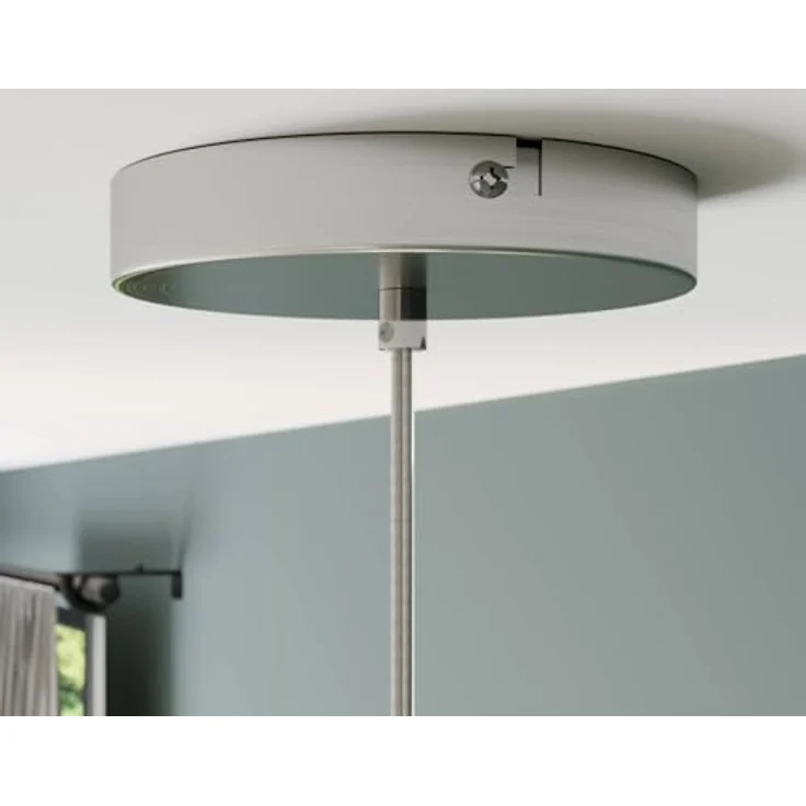 Lindby Hängeleuchte Sonika, Ø 40 cm, nickelfarben, ovaler Glasschirm, E27, opal-mattiert, moderne Grundbeleuchtung – Bild 5