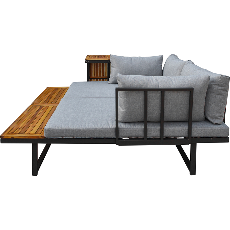 LC Garden 'Sungardo' Gartenlounge-Set, 3-tlg. mit Auflagen, individuell stellbar, Aluminium anthrazit/braun, 70x35x41 cm – Bild 6