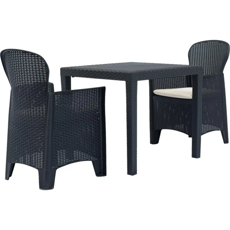 vidaXL 3-tlg. Bistro-Set Kunststoff Anthrazit Rattan-Optik 276113
