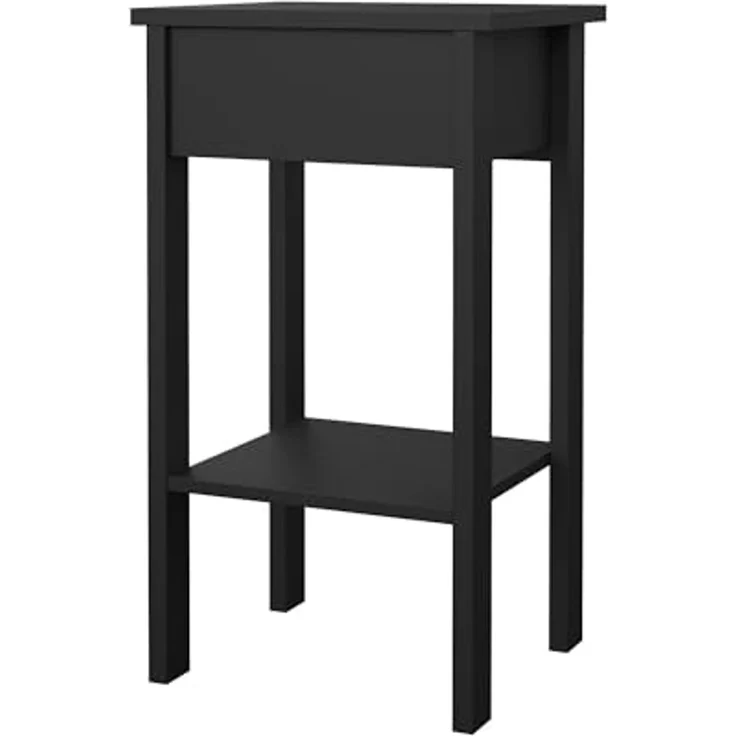 Dmora - Nachttisch Maxine, Niedrige Kommode, Tisch, Multifunktionaler Nachttisch, 40x34 h70 cm, Schwarz – Bild 4