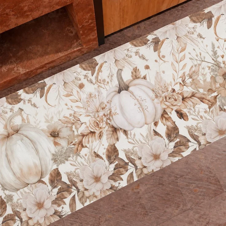 PETTI Artigiani Italiani - Rutschfester Küchenteppich, waschbar, Läufer, Küche, 52x240 cm, Herbst-Kürbis-Design, Halloween-Teppich, 100% Made in Italy