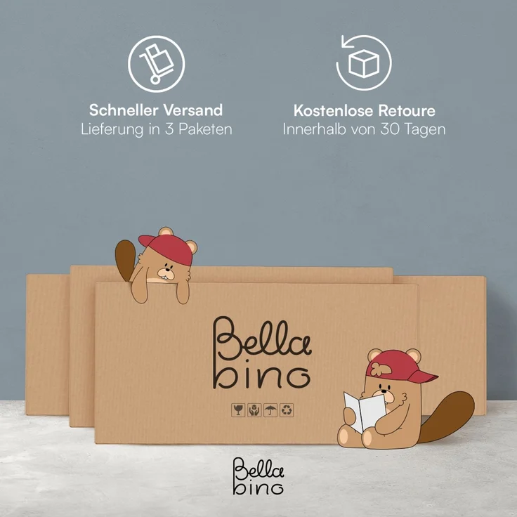 Bellabino 'Bia' Hausbett 140x200 cm mit 2 Schubladen, weiß, Kiefer Massivholz, Montessori Kinderbett mit Stauraum, inkl. Rausfallschutz und Lattenrost – Bild 10