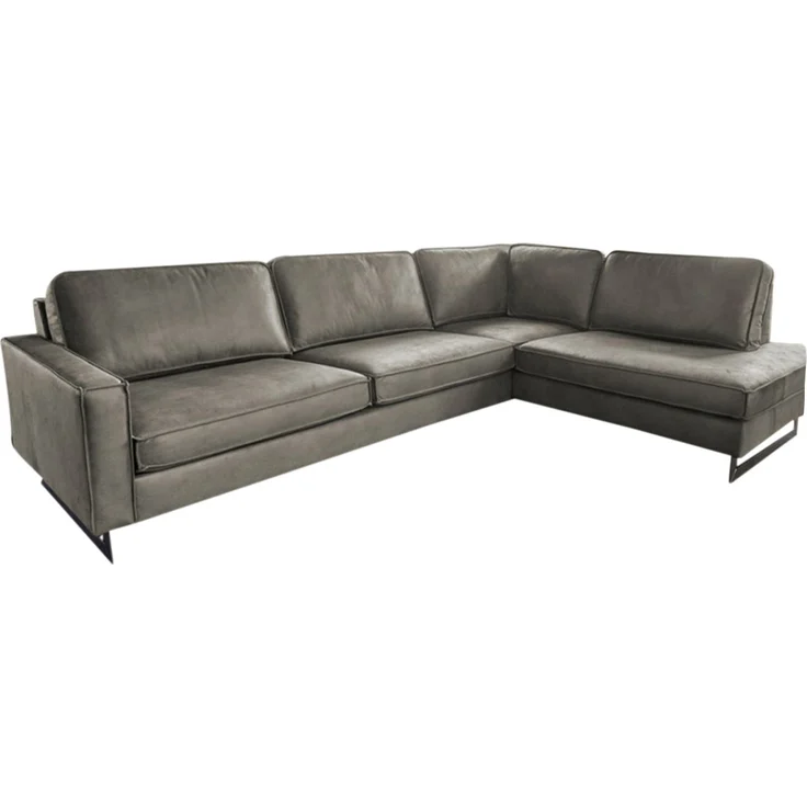 KAWOLA Ecksofa VILNIUS 3-Sitzer mit Recamiere rechts Lederfaserstoff anthrazit 85 x 217 x 290 cm – Bild 3