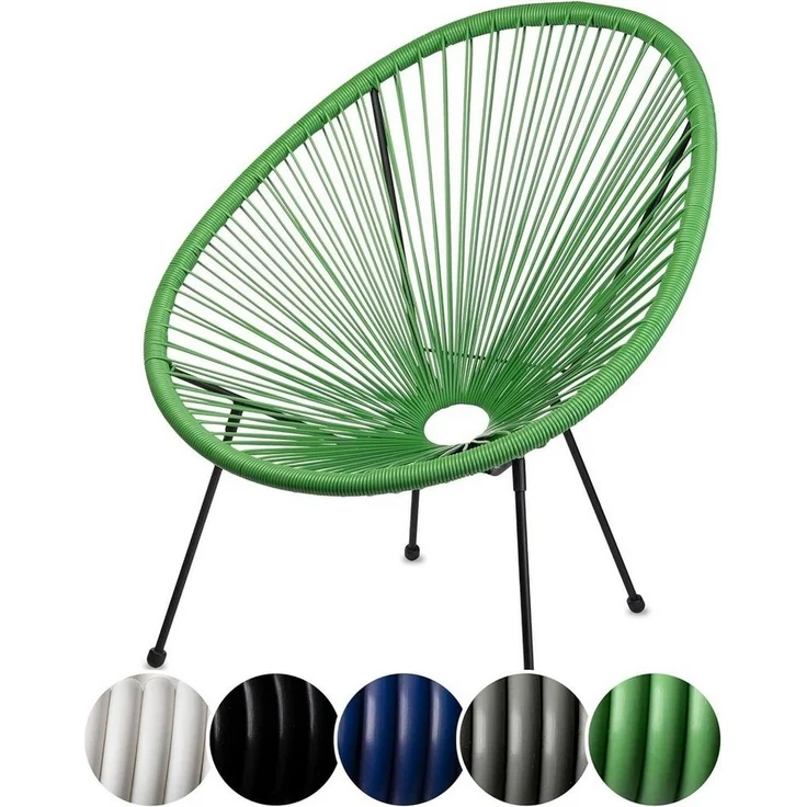 sunnypillow Acapulco Gartenstuhl | gemütlicher Loungesessel für Wohnzimmer, Terrasse, Garten, Balkon Sessel Stuhl | Korbsessel Gartensessel im Retro Design | Outdoor/Indoor | Grün – Bild 1