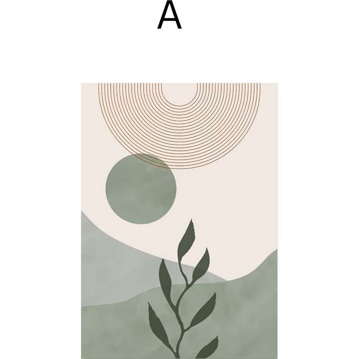Blätter Boho Geometrische Formen Grün Poster · Geschenkidee · Deko Print ohne Rahmen - A / 10 x 15 cm
