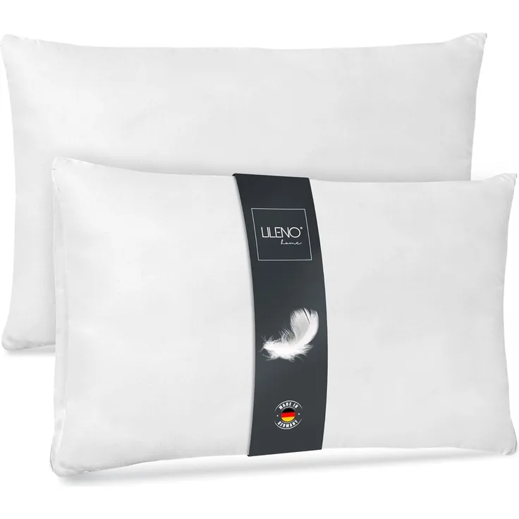 LILENO HOME Federkissen 40x80 cm [2er Set] - Kissen 40x80 cm aus Federn als Kopfkissen, Schlafkissen u. Bettkissen perfekt für Allergiker und Kinder - Federkernkissen mit je 600 g
