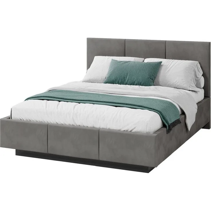 FDM Polsterbett ALMADA modern mit Bettkasten MADE IN EU - mit Trinity Velours Bezug (verfügbar 90x200 120x200 140x200 160x200 180x200cm, Bettrahmen, Bett, mit großen gepolsterten Kopfteil, mit Bettkasten zum aufklappen), Hebbarer Metallrahmen, Bettkast...