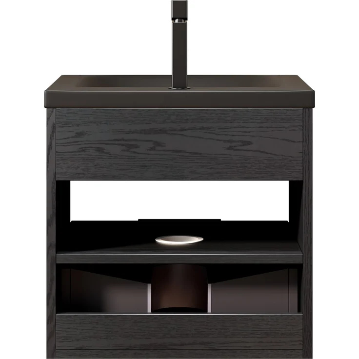 Bad-Waschtisch, 51 cm breit, mit mattschwarzem Keramikbecken und Schublade,H 51.5 x T 51.5 x B 47 cm – Bild 6
