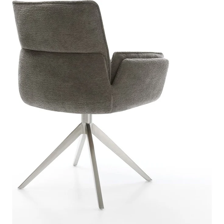 Drehstuhl Nela-Flex Bouclé Soft Schlamm Kreuzgestell breit Edelstahl 360° drehbar Wippfunktion – Bild 5