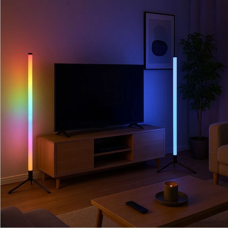 GLOBO LIGHTING LED Stehlampe, LED-Leuchtmittel fest verbaut, Farbwechsel, Stehleuchte Standlampe Wohnzimmerleuchte Regenbogen Fernbedienung USB – Bild 3