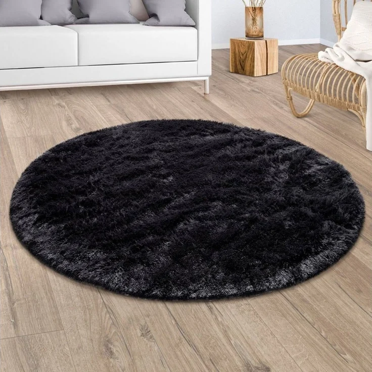 Paco Home Hochflor-Teppich Silky 591, rund, Höhe: 37 mm, Uni Farben, besonders weich und kuschelig – Bild 1