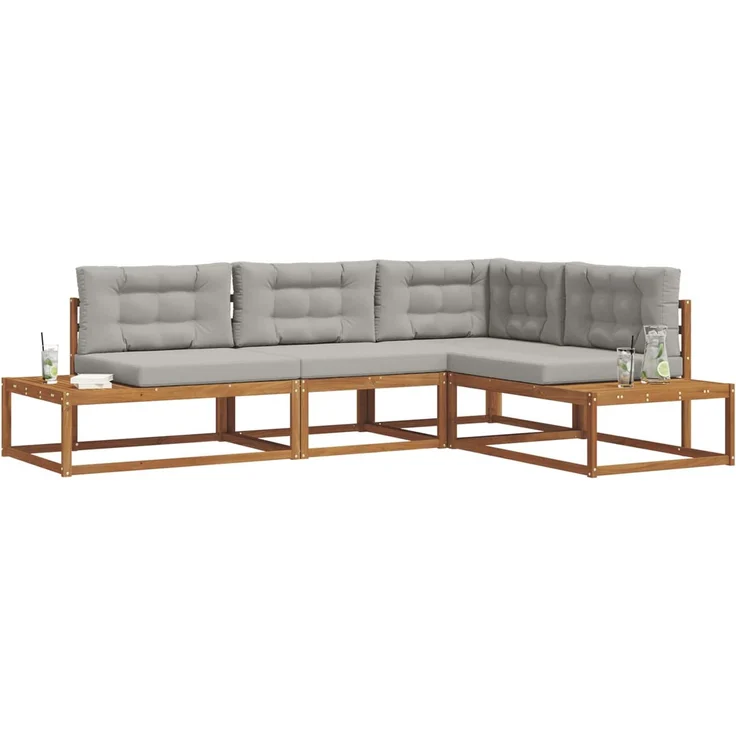 vidaXL Outdoor-Sofagarnitur 4 stk. 4-Sitzer Natur und Hellgrau 3368134 – Bild 3