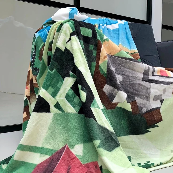 Wohndecke Minecraft 160x200 cm, Sofadecke für Gaming Fans der Spielkonsole, MTOnlinehandel, Fleece-Decke, Überwurf, kuschelweich, passend zur Bettwäsche – Bild 5