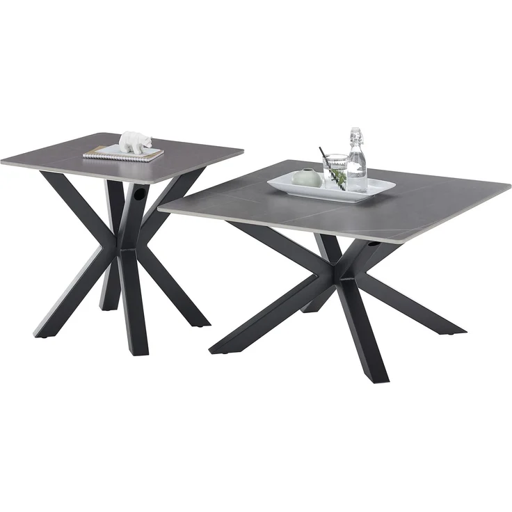 Couchtisch >Janin< in grau, schwarz, Keramik, Metall - 55x55x55cm (BxHxT) – Bild 7