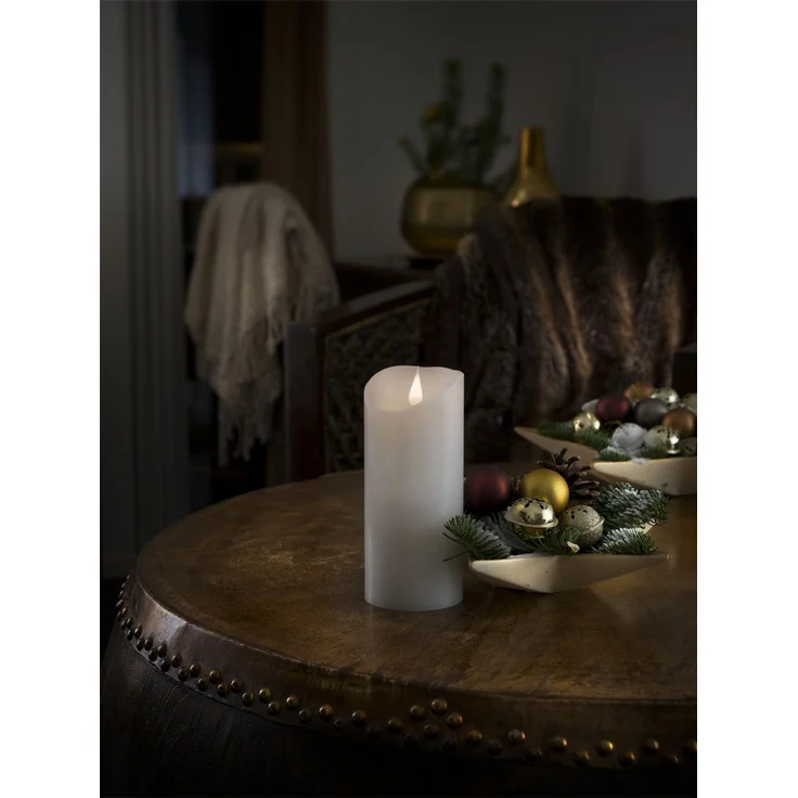 LED Echtwachskerze mit Flamme & Timer, Ø 7,5cm, Höhe 17,5cm, Batteriebetrieb – Bild 6
