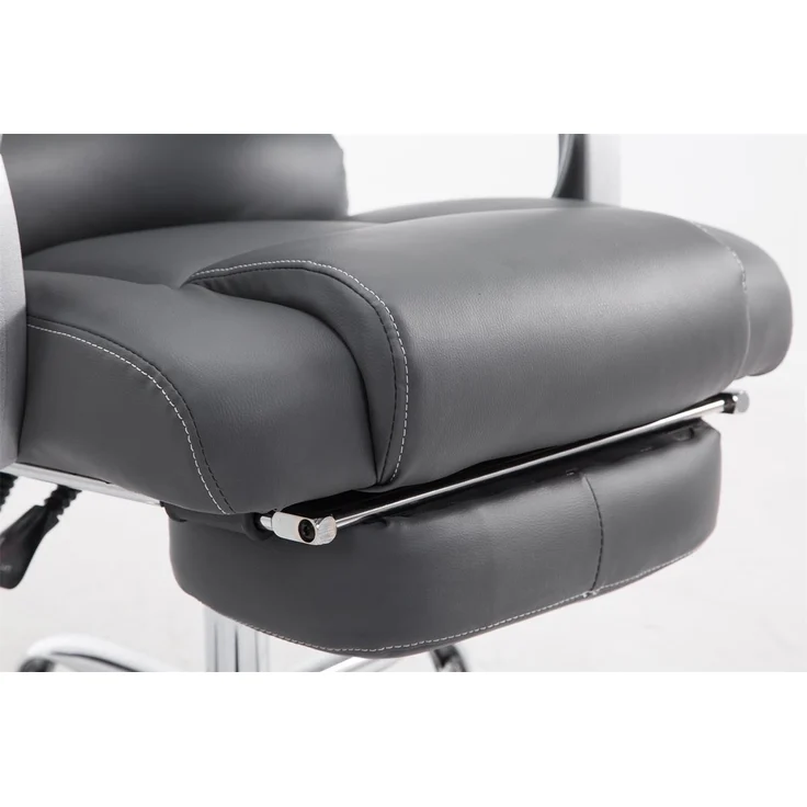 DELUKE® Bürostuhl MIAMI - 118x68x64, Grau Kunstleder Metall in Chromoptik Gestell ergonomische Bürostühle Homeoffice Stuhl mit Rollen – Bild 7