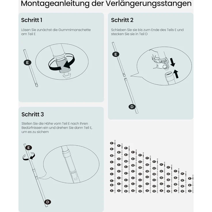 Songmics Duschregal, Badregal, Duschablage ohne Bohren, Gesamthöhe 80-323 cm, mit 4 Ebenen, Regal höhenverstellbar, für Badezimmer, taubengrau BCBDE003E01 – Bild 3