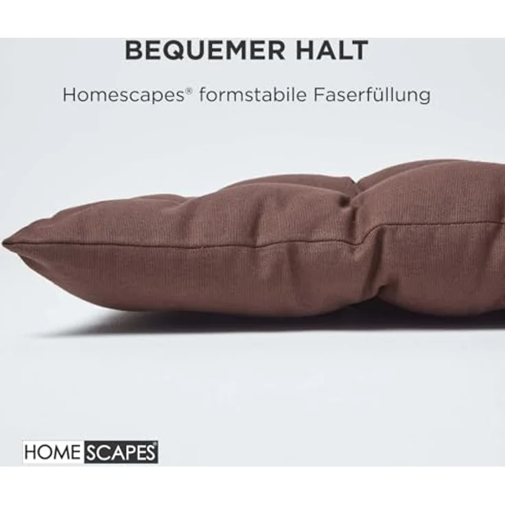 Homescapes Stuhlkissen 2er Bankauflage braun 100% Baumwolle – Bild 6
