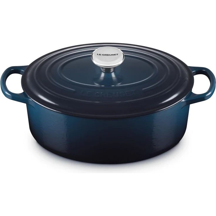 Le Creuset Signature emaillierte Gusseisen-Auflaufform, oval, mit Deckel, 29 cm, 4,7 Liter, Nuit