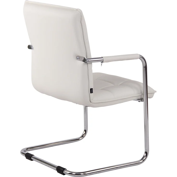 Besucherstuhl TORINO - Kunstleder Weiß 57x64x89 cm Silber | Besucherstühle Konferenzstuhl Wartezimmerstuhl Bürostühle Bürostuhl Konferenzraum – Bild 4