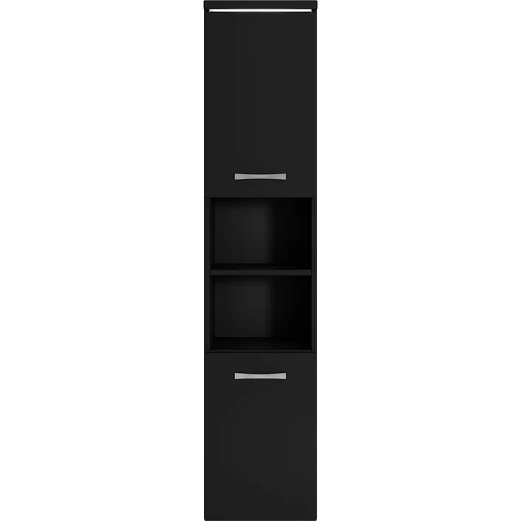 Badplaats Badezimmerschrank Paso 35 x 35 x 160 cm Schwarz Matt - Hoch Badschrank Mit 2 Türen – Bild 3