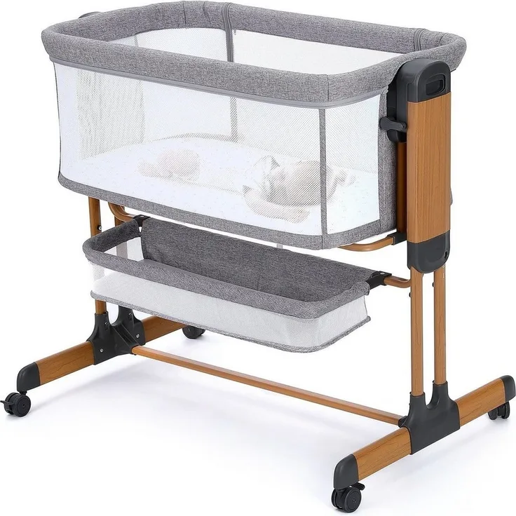 YOLEO Beistellbett 3 in 1 Babybett Babywiege für Neugeborene, Schaukelbettchen mit Rädern