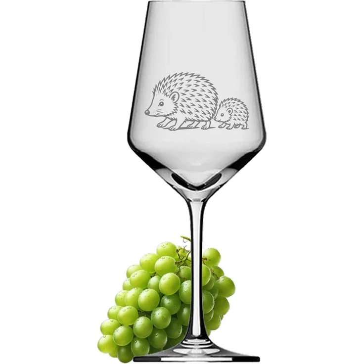 eXODA Weinglas Igel mit Igelkind - spülmaschinenfest niedliche Tiere, 1-tlg, Glas, Atemberaubende Darstellung