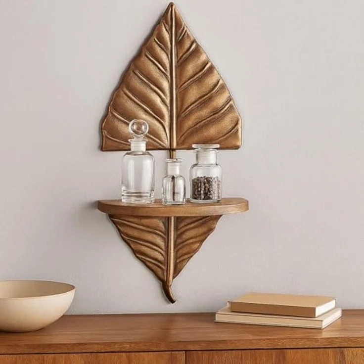 Kobolo Regal Wandregal Hängeregal Blatt ELENA mit Ablage, Stück 1-tlg, 26Lx15Bx46H cm – Bild 2