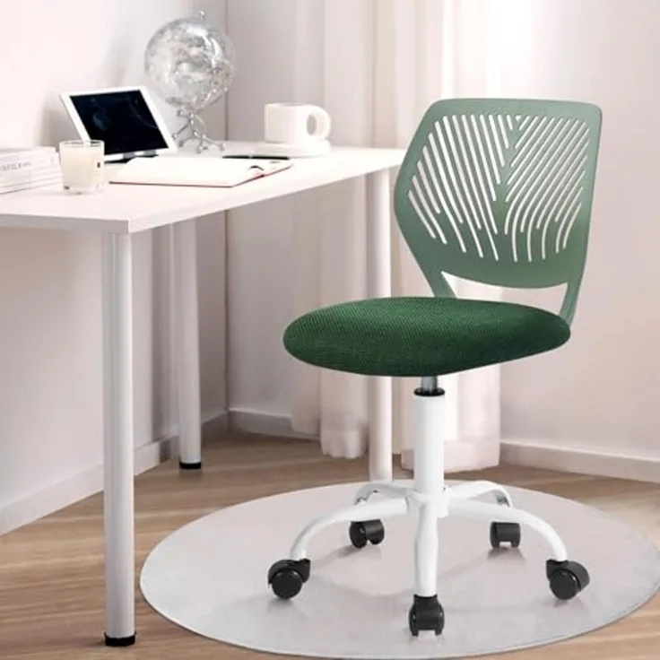 FurnitureR Kinder Schreibtischstuhl, höhenverstellbarer Drehstuhl mit kleinem Loch Rückenlehne Design, geeignet für Kinderzimmer oder Arbeitszimmer, Molandi Dunkelgrün
