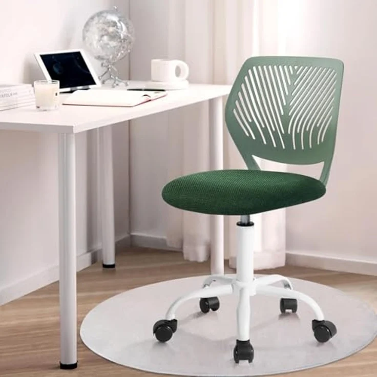 FurnitureR Kinder Schreibtischstuhl, höhenverstellbarer Drehstuhl mit kleinem Loch Rückenlehne Design, geeignet für Kinderzimmer oder Arbeitszimmer, Molandi Dunkelgrün – Bild 1