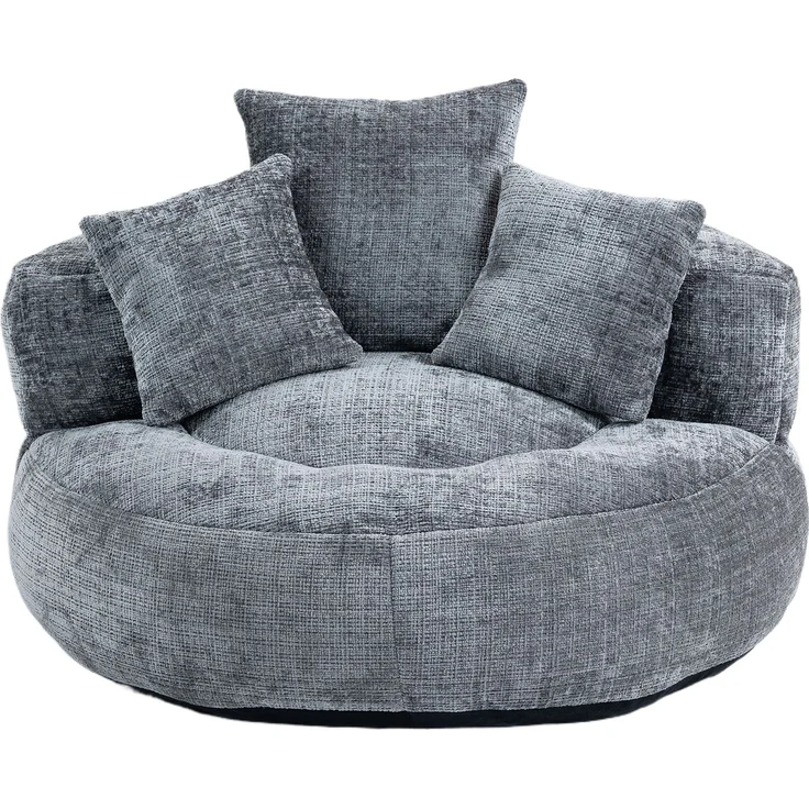 LVHOM XXL Sitzsack Chenille mit 3 Kissen, Lazy Sofa Kuschelig & Atmungsaktiv, Memory Foam Split, 108x108x52cm – Bild 2