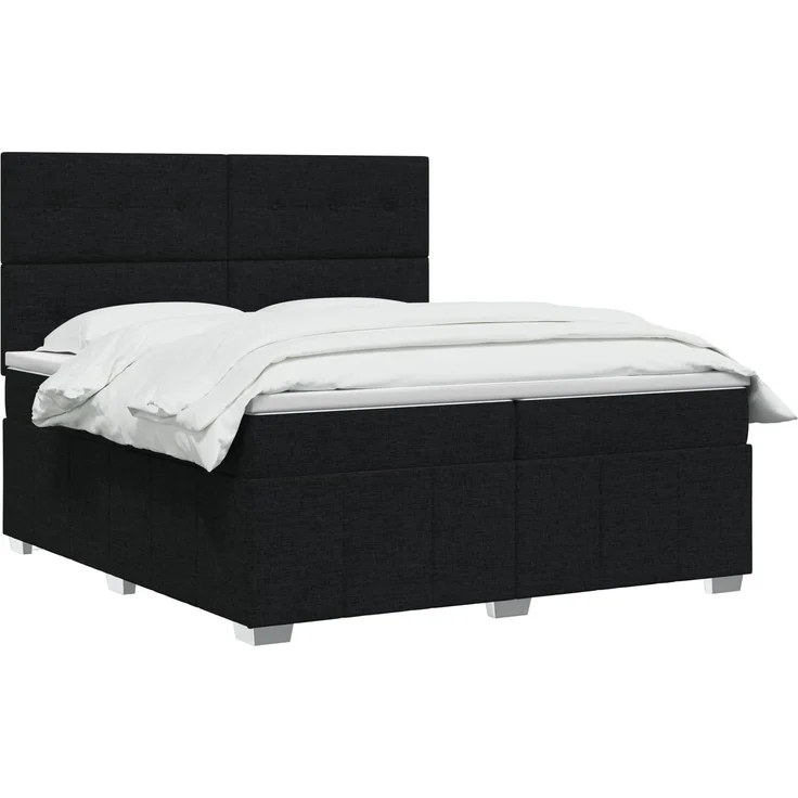 vidaXL Boxspringbett mit Matratze Schwarz 200 x 200 cm Stoff 3454220 – Bild 3