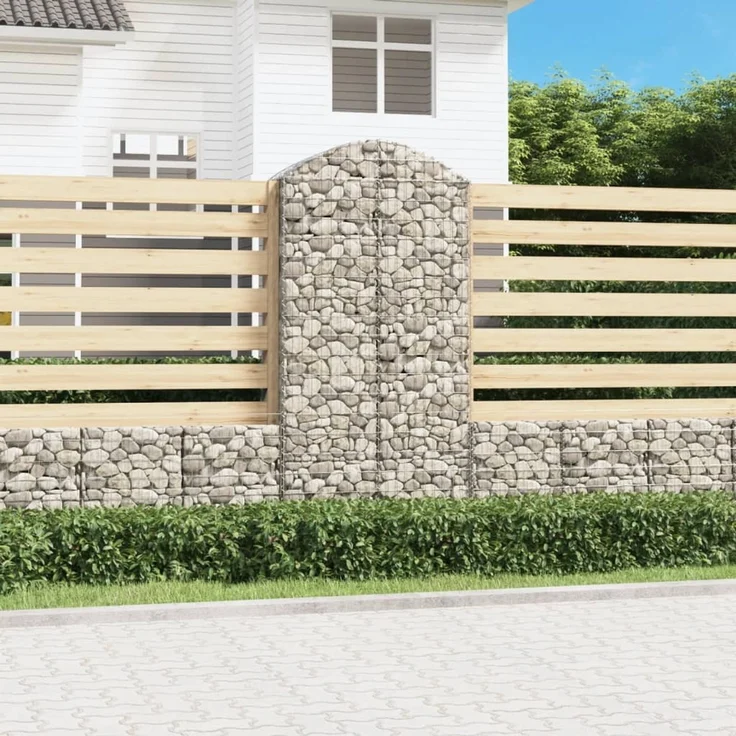 vidaXL Gabione mit Hochbogen 100x50x200/220 cm Verzinktes Eisen 153440 – Bild 1