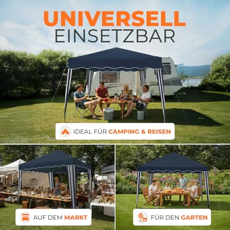 Faltpavillon 3x3 m - wasserdicht - ohne Seitenteile, blau – Bild 8