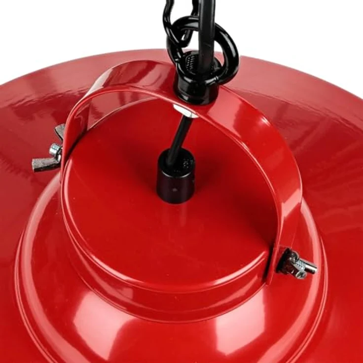 Licht-Erlebnisse Pendelleuchte Iron E27, Höhenverstellbare Hängeleuchte im industriellen Design, Rot – Bild 6
