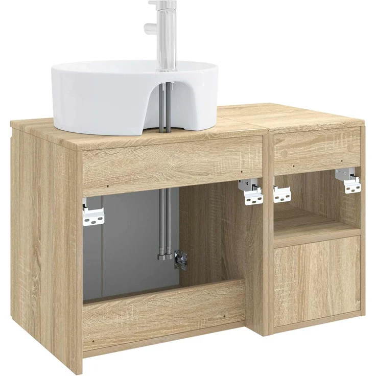 vidaXL Badezimmerschrank-Set 2 stk. Sonoma-Eiche 79,5 x 44,5 x 82 cm 3404076 – Bild 6