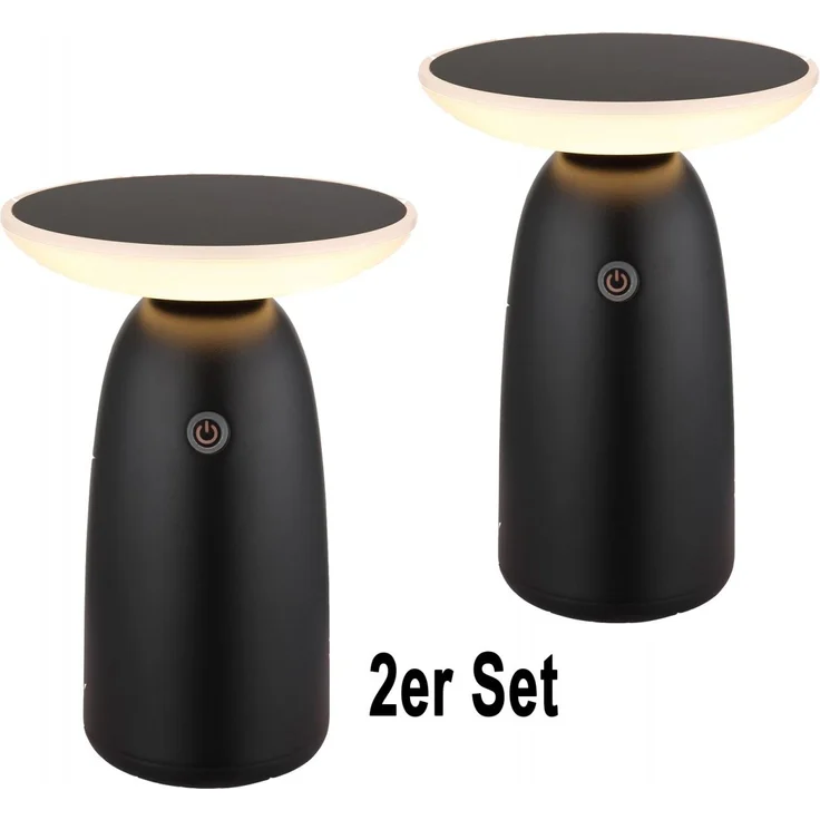 Tischlampe kabellos Akku 2er Set Solar Tischleuchte Außen Solarleuchte Schwarz – Bild 6