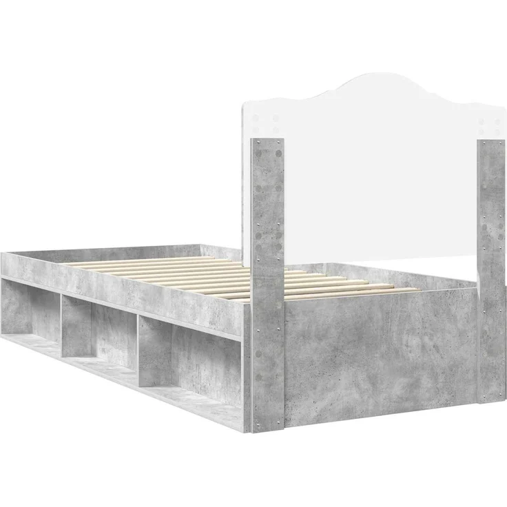 vidaXL Bettrahmen Beton Grau 100 x 200 cm Massives Kiefernholz 3413347 – Bild 7