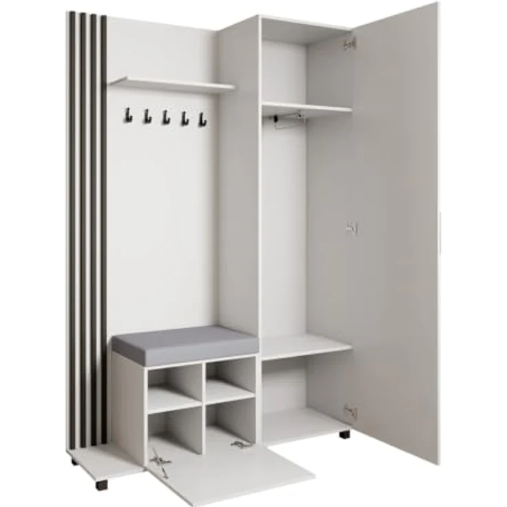 Beautysofa Garderoben-Set Livia – Design, Funktion und Ordnung in Perfektion, (Geräumiger Schuhschrank, mit praktischer Kleiderstange) – Bild 3