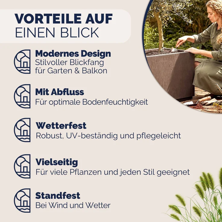 CASARIA® Pflanzkasten Ethica 80x36x36cm Braun – Bild 9