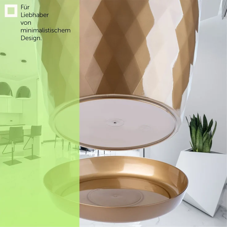 KADAX Kunststoff-Blumentopf mit Ständer, Blumenabdeckung, 18 cm, Gold – Bild 5