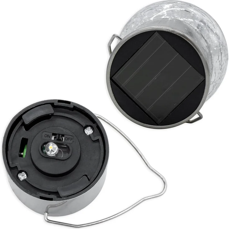 Spetebo LED Solarleuchte Solarleuchten in Bruchglas Optik, Ein-/Ausschalter, LED, warm weiß, Gartenbeleutung Hängekugeln Gartendeko – Bild 4