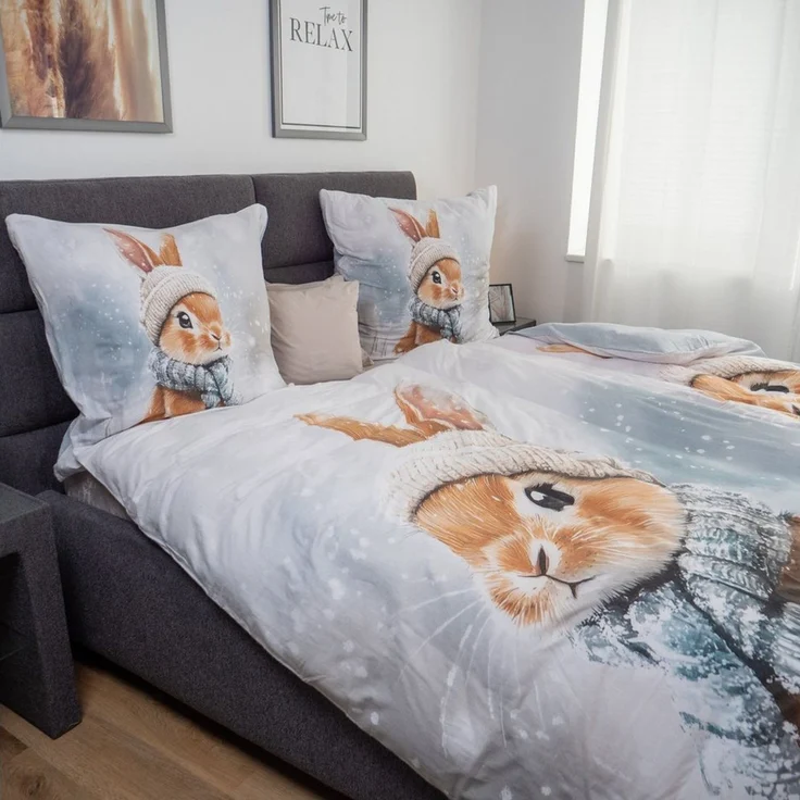 good morning Bettwäsche Comfort Baumwolle, Flanell, 2 teilig, Hase, Winter, Wendebettwäsche – Bild 3