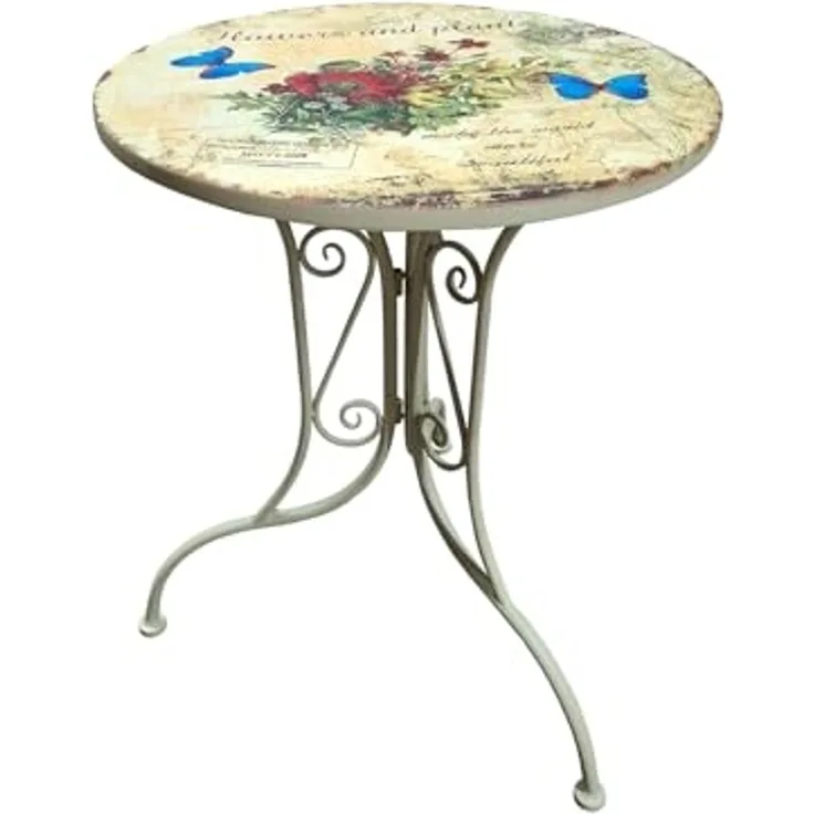 HTI-Living Gartentisch Metalltisch Flowers and Plants (Stück, 1-St, 1 Tisch), Gartentisch nostalgisch mit Motiv