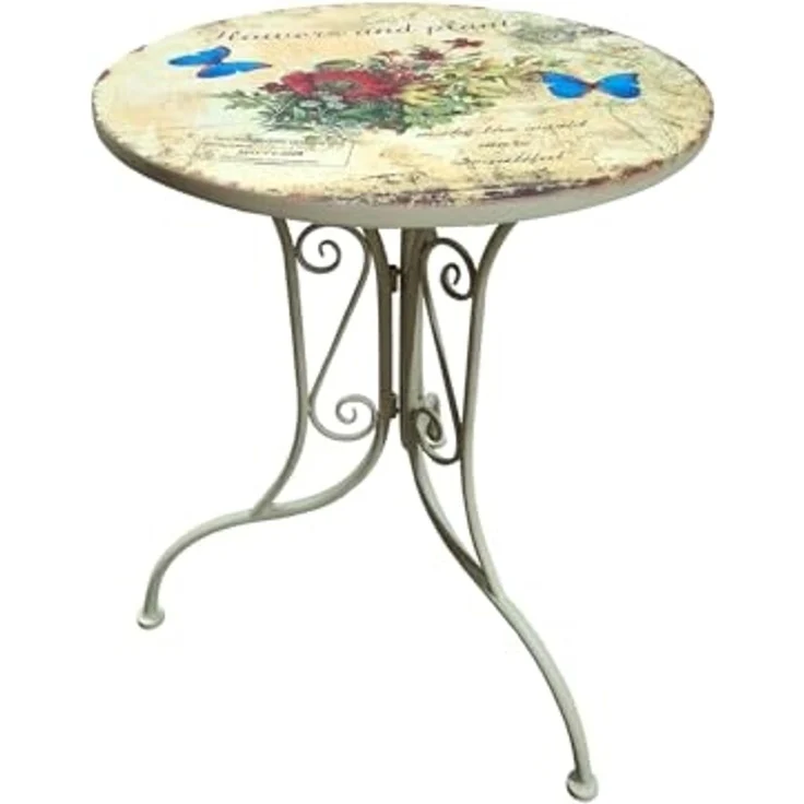HTI-Living Gartentisch Metalltisch Flowers and Plants (Stück, 1-St, 1 Tisch), Gartentisch nostalgisch mit Motiv – Bild 1