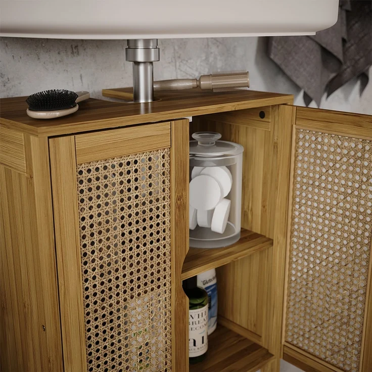 Badmöbel-Set Liora Bambus 2-teilig Vicco – Bild 4