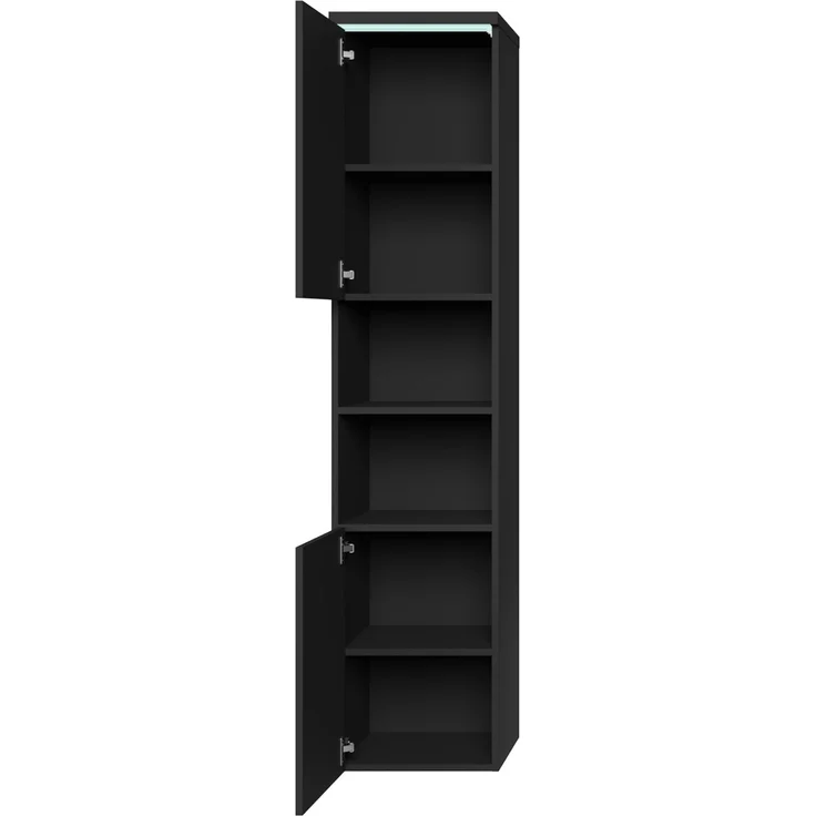 Badplaats Badezimmerschrank Paso 35 x 35 x 160 cm Schwarz Hochglanz - Hoch Badschrank Mit 2 Türen – Bild 2